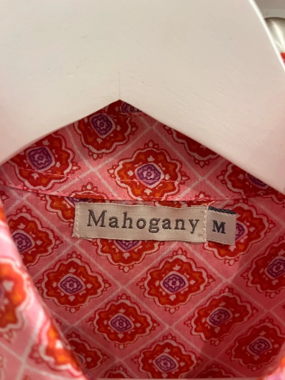 Mahogany Pink Patterned Button-Front Blouse - Picture 2 of 2